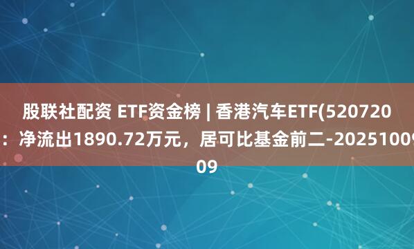 股联社配资 ETF资金榜 | 香港汽车ETF(520720)：净流出1890.72万元，居可比基金前二-20251009