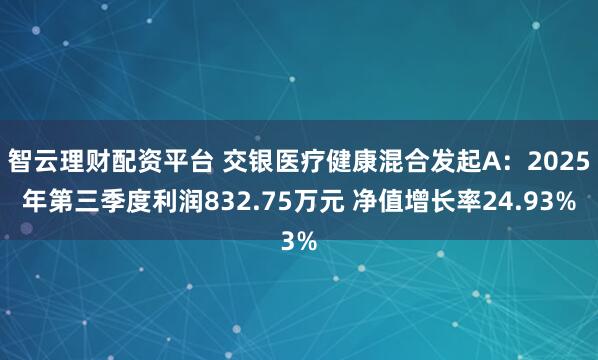 智云理财配资平台 交银医疗健康混合发起A：2025年第三季度利润832.75万元 净值增长率24.93%